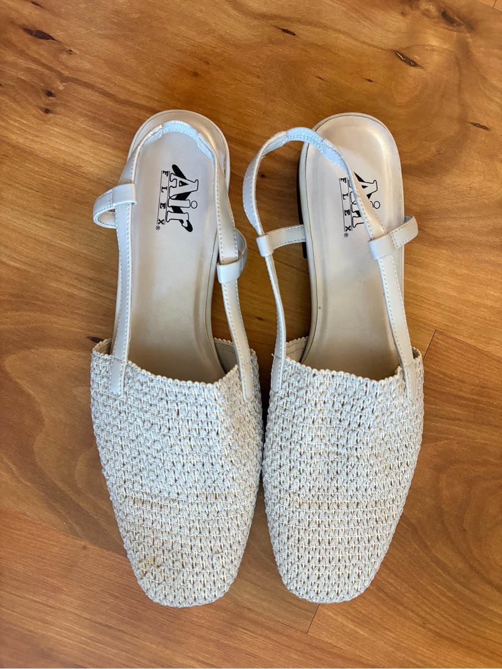 Women’s Cream Woven Slingback Mules